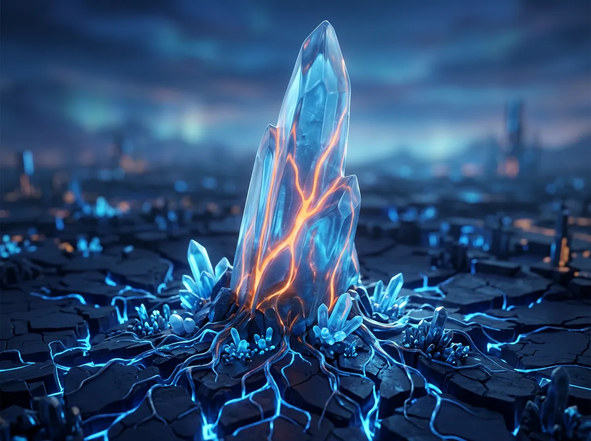 3D magnifying glass over chart cityscape